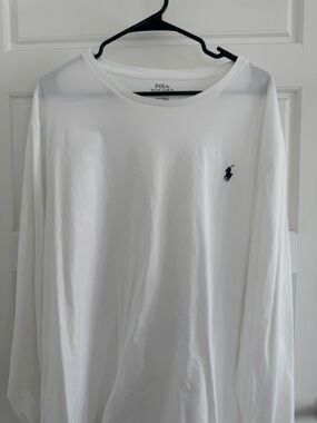 Polo by Ralph Lauren White Long-Sleeve Crewneck with Navy Pony